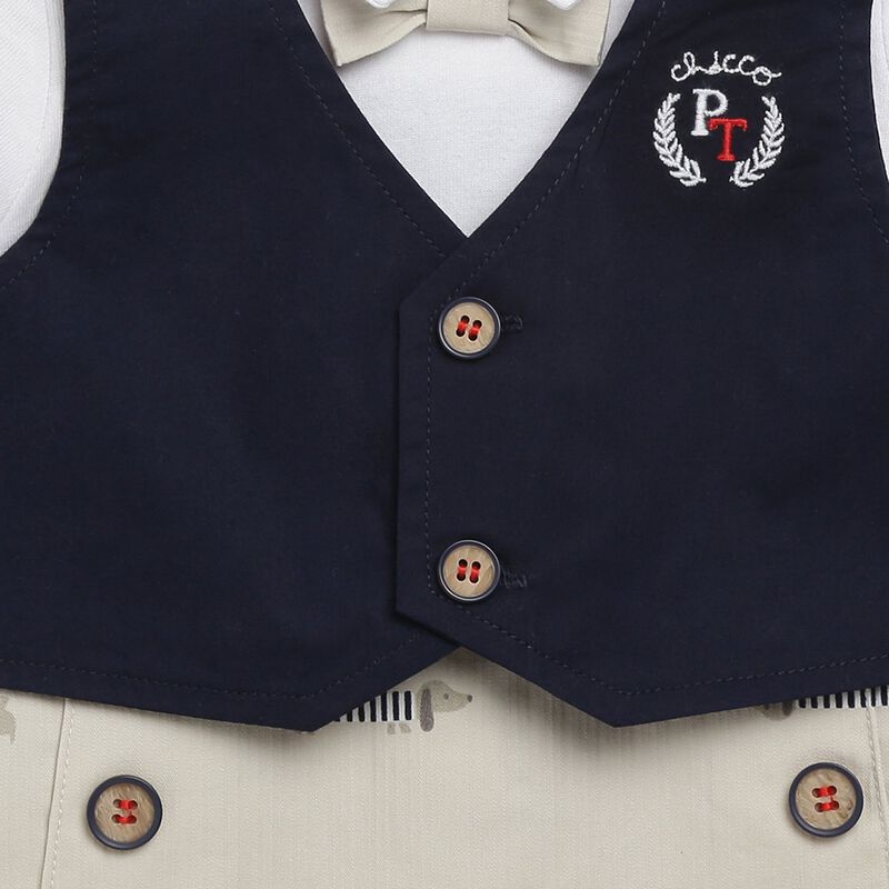 Boys Medium Natural Solid Short Sleeve Romper image number null